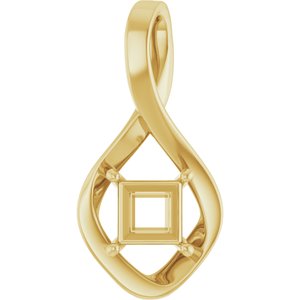 14K Yellow Gold  5.5 mm Square Pendant Mounting – image 2