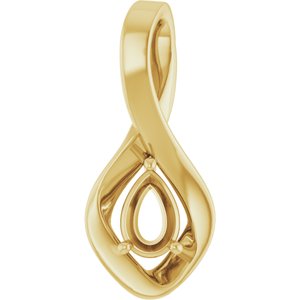 10K Yellow Gold  6x4 mm Pear Pendant Mounting – image 2