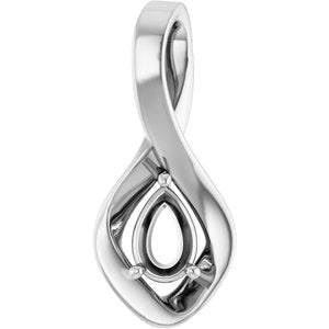 18K X1 White Gold  6x4 mm Pear Pendant Mounting – image 2