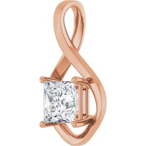 14K Rose Gold  7.5 mm Square Pendant Mounting – image 3