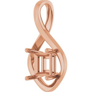 14K Rose Gold  7.5 mm Square Pendant Mounting – image 4