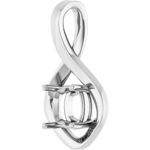 18K X1 White Gold  7 mm Cushion Pendant Mounting – image 4