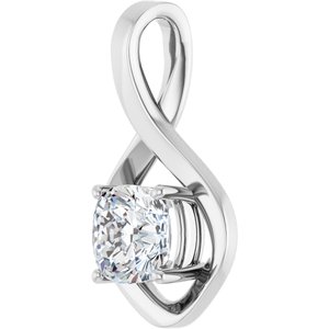 18K Palladium White Gold  7 mm Cushion Pendant Mounting – image 3
