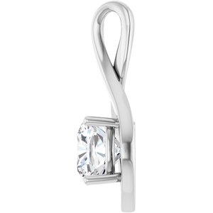 18K Palladium White Gold  8 mm Cushion Pendant Mounting – image 5
