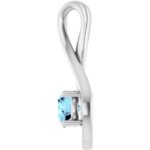 Platinum 5 mm Round Natural Aquamarine Pendant – image 3