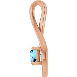 14K Rose Gold 5 mm Round Natural Aquamarine Pendant – image 3