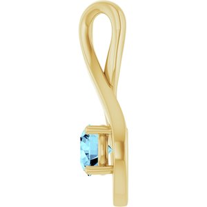 14K Yellow Gold 5 mm Round Natural Aquamarine Pendant – image 3