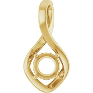 14K Yellow Gold 7 mm Round Pendant Mounting – image 2