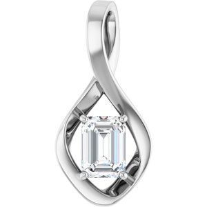 14K White Gold  7x5 mm Emerald Pendant Mounting