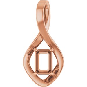 18K Rose Gold  7x5 mm Emerald Pendant Mounting – image 2