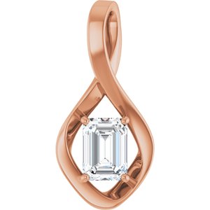 18K Rose Gold  7x5 mm Emerald Pendant Mounting