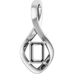 18K X1 White Gold  7x5 mm Emerald Pendant Mounting – image 2