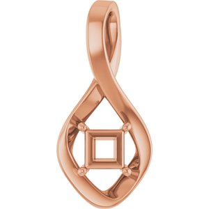 14K Rose Gold  4.5 mm Square Pendant Mounting – image 2