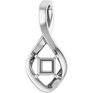 10K X1 White Gold  4.5 mm Square Pendant Mounting – image 2