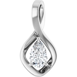 18K X1 White Gold  8x5 mm Pear Pendant Mounting