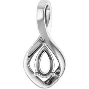 18K Palladium White Gold  8x5 mm Pear Pendant Mounting – image 2
