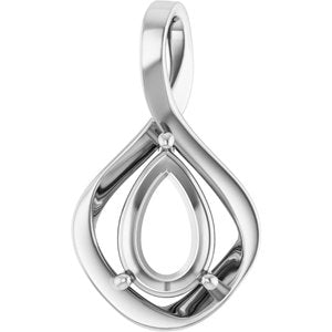 10K X1 White Gold  12x8 mm Pear Pendant Mounting – image 2