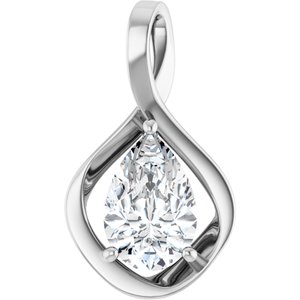 18K Palladium White Gold  12x8 mm Pear Pendant Mounting