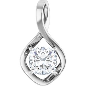 18K Palladium White Gold  8 mm Cushion Pendant Mounting