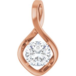 18K Rose Gold  8 mm Cushion Pendant Mounting