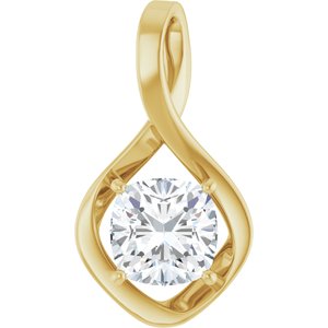 14K Yellow Gold  8 mm Cushion Pendant Mounting