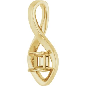 14K Yellow Gold  4 mm Square Pendant Mounting – image 4