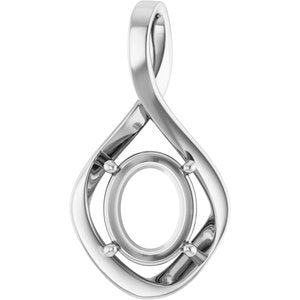 14K White Gold  11x9 mm Oval Pendant Mounting – image 2