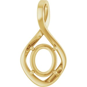 18K Yellow Gold  11x9 mm Oval Pendant Mounting – image 2