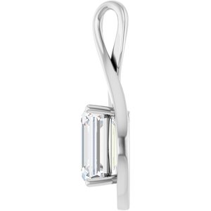 18K Palladium White Gold  11x9 mm Emerald Pendant Mounting – image 5