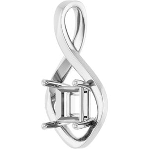 18K Palladium White Gold  7 mm Square Pendant Mounting – image 4