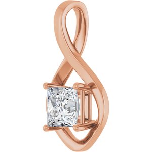 18K Rose Gold  6.5 mm Square Pendant Mounting – image 3