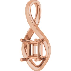18K Rose Gold  6.5 mm Square Pendant Mounting – image 4