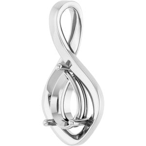18K White Gold  10x7 mm Pear Pendant Mounting – image 4