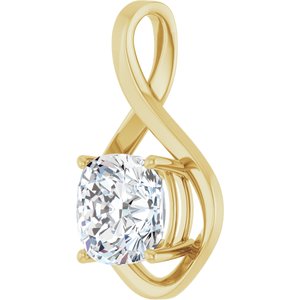 18K Yellow Gold  10 mm Cushion Pendant Mounting – image 3