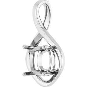14K X1 White Gold  10 mm Cushion Pendant Mounting – image 4