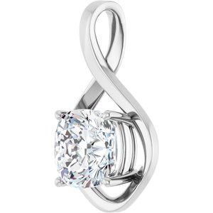 14K X1 White Gold  10 mm Cushion Pendant Mounting – image 3
