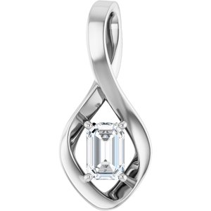 18K X1 White Gold  6x4 mm Emerald Pendant Mounting