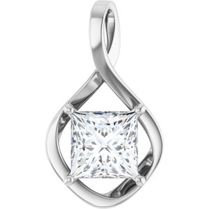 10K X1 White Gold  9 mm Square Pendant Mounting