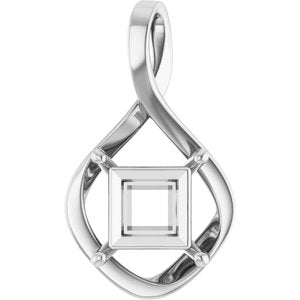 Sterling Silver  9 mm Square Pendant Mounting – image 2
