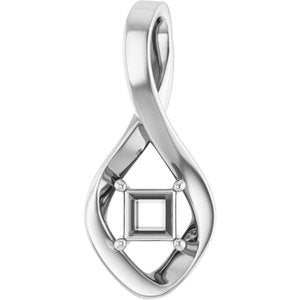 Platinum  4 mm Square Pendant Mounting – image 2