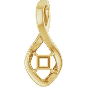 18K Yellow Gold  4 mm Square Pendant Mounting – image 2