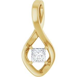 18K Yellow Gold  4 mm Square Pendant Mounting