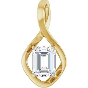 14K Yellow Gold  9x7 mm Emerald Pendant Mounting