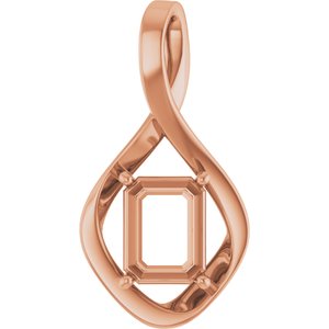 18K Rose Gold  9x7 mm Emerald Pendant Mounting – image 2