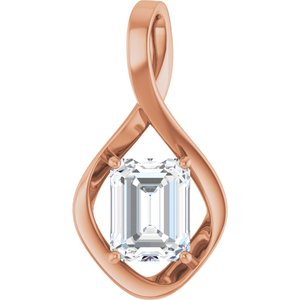 14K Rose Gold  9x7 mm Emerald Pendant Mounting