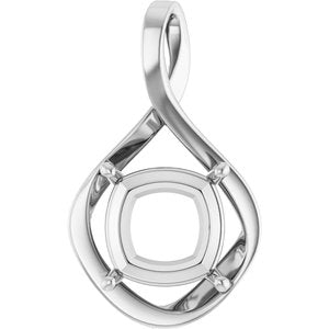 Platinum  12 mm Cushion Pendant Mounting – image 2