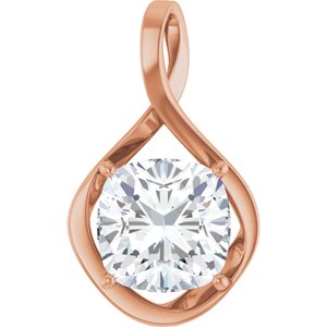 18K Rose Gold  12 mm Cushion Pendant Mounting