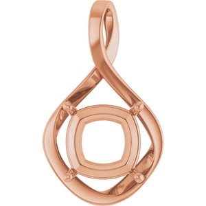 18K Rose Gold  12 mm Cushion Pendant Mounting – image 2