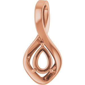 10K Rose Gold  7x5 mm Pear Pendant Mounting – image 2