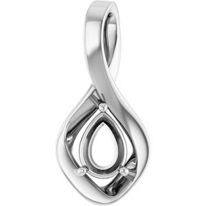 18K Palladium White Gold  7x5 mm Pear Pendant Mounting – image 2